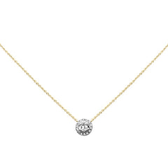 SPECIAL! .11ct G SI 14K Yellow Gold Round & Baguette Diamond Pendant 16" + 2" Ext