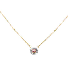 SPECIAL! .25ct G SI 14K Yellow Gold Diamond & Pink Tourmaline Pendant Necklace 16+2" Ext