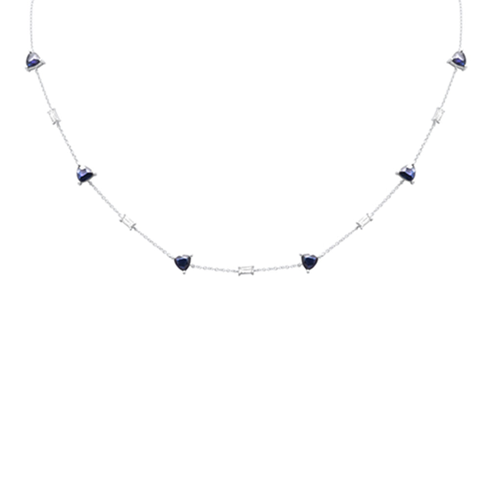 GEMSTONE CLOSEOUT!  3.90ct G SI 14K White Gold Diamond & Blue Sapphire Gemstone Pendant Necklace 16 + 2" Ext