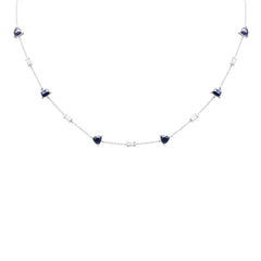 GEMSTONE CLOSEOUT!  3.90ct G SI 14K White Gold Diamond & Blue Sapphire Gemstone Pendant Necklace 16 + 2" Ext