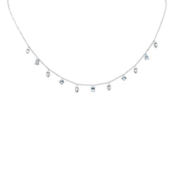 SPECIAL! .88ct G SI 14K White Gold Diamond & Aquamarine Pendant Necklace 16+2" Ext