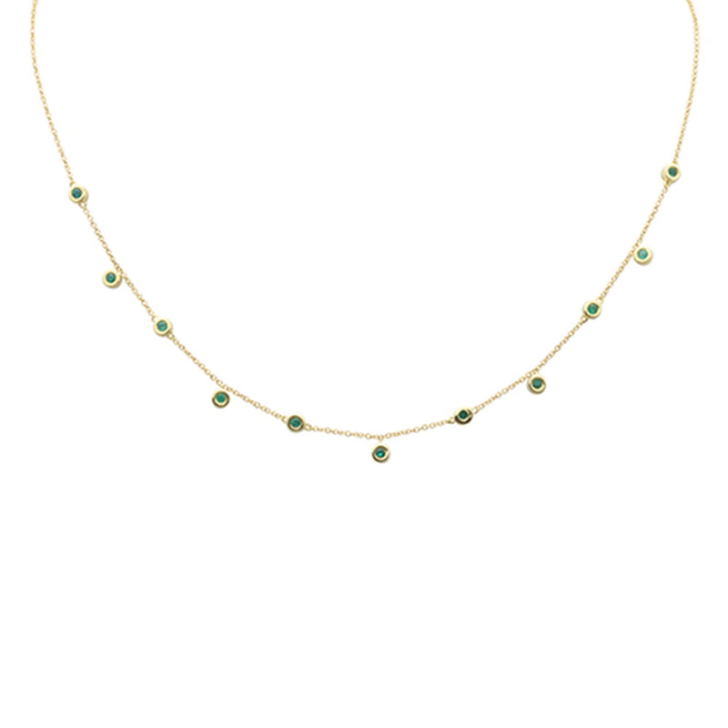 SPECIAL! .29ct G SI 14K Yellow Gold Emerald Pendant Necklace 16+2" Ext