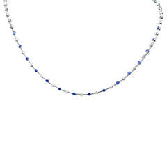 SPECIAL! 3.28ct G SI 14K White Gold Diamond & Blue Sapphire Necklace 16"Long