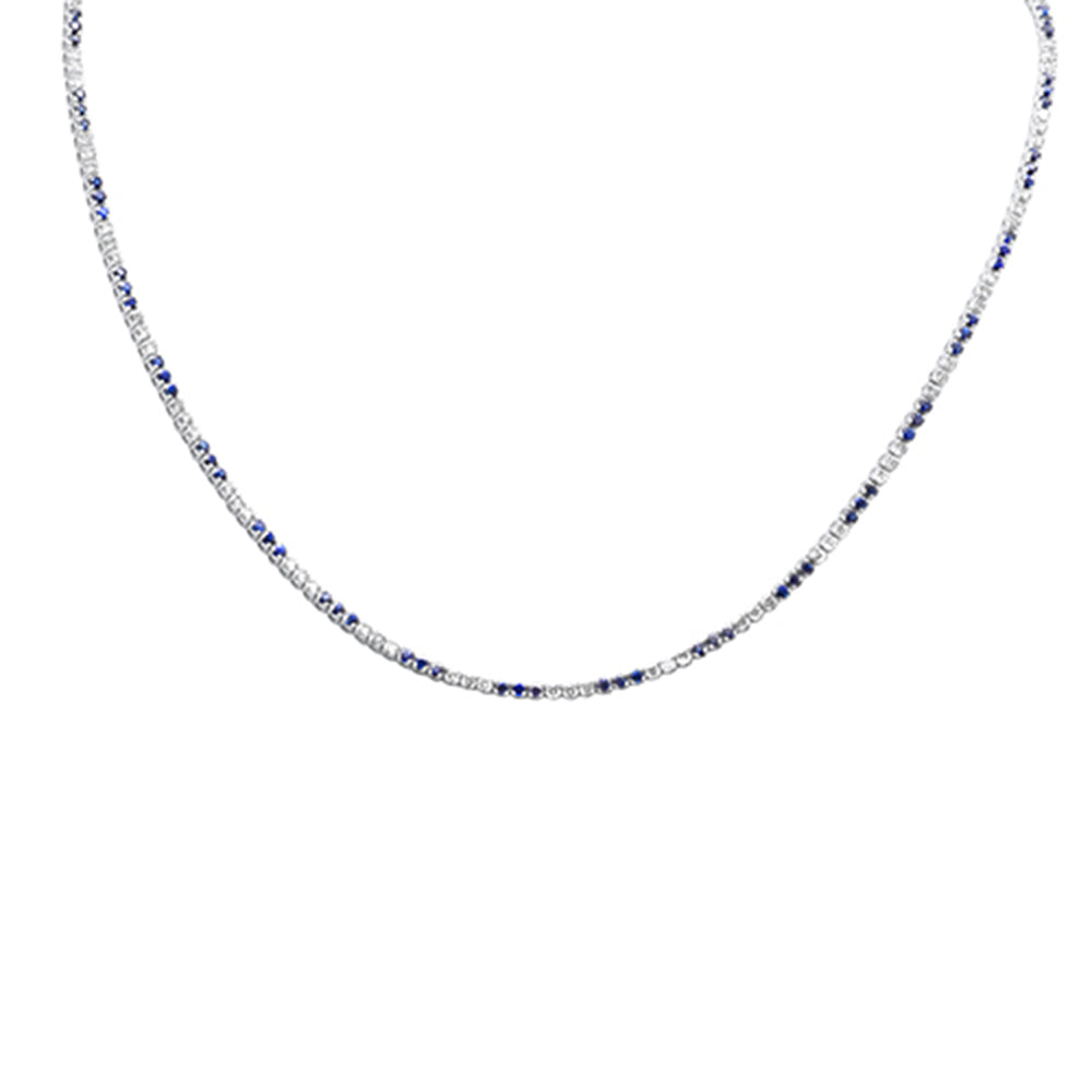 SPECIAL! 2.15ct,2.84ct G SI 14K White Gold Diamond & Blue Sapphire Tennis Necklace 16+2" Ext