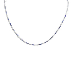 SPECIAL! 2.15ct,2.84ct G SI 14K White Gold Diamond & Blue Sapphire Tennis Necklace 16+2" Ext