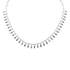 SPECIAL! 7.38ct G SI 14K White Gold Diamond & Emerald Cut Blue Sapphire Necklace 16+2" Long