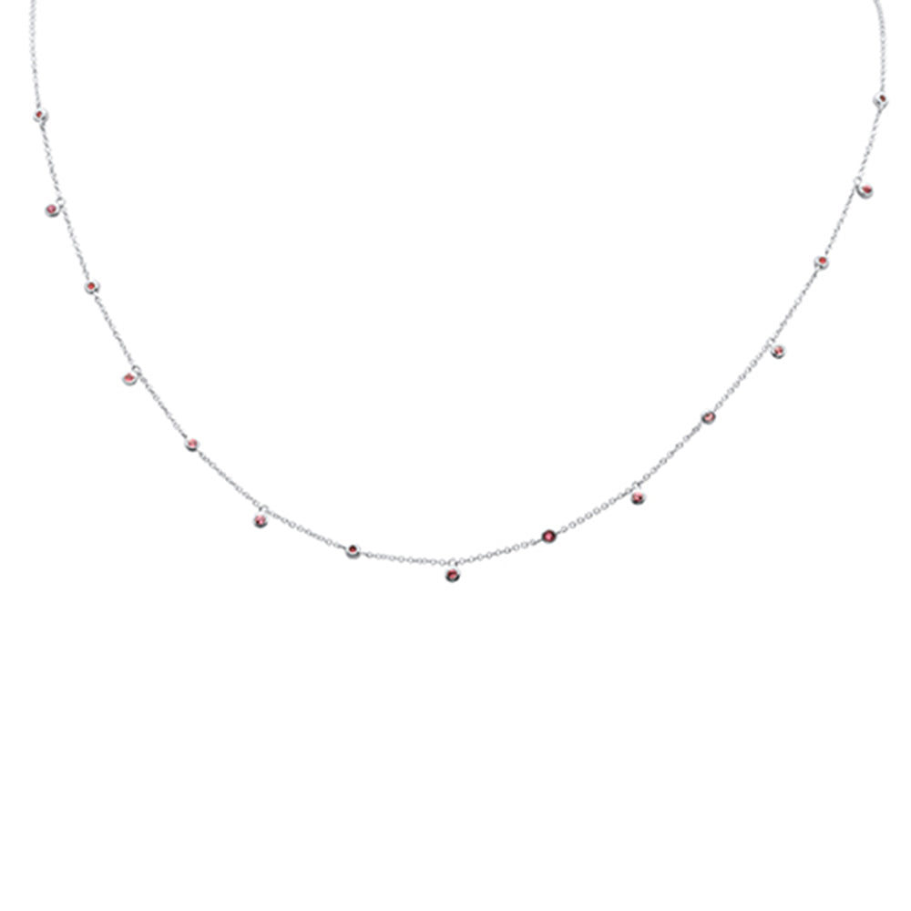 DIAMOND CLOSEOUT!  .29ct G SI 14K White Gold Pink Sapphire Gemstone Necklace 18"Long