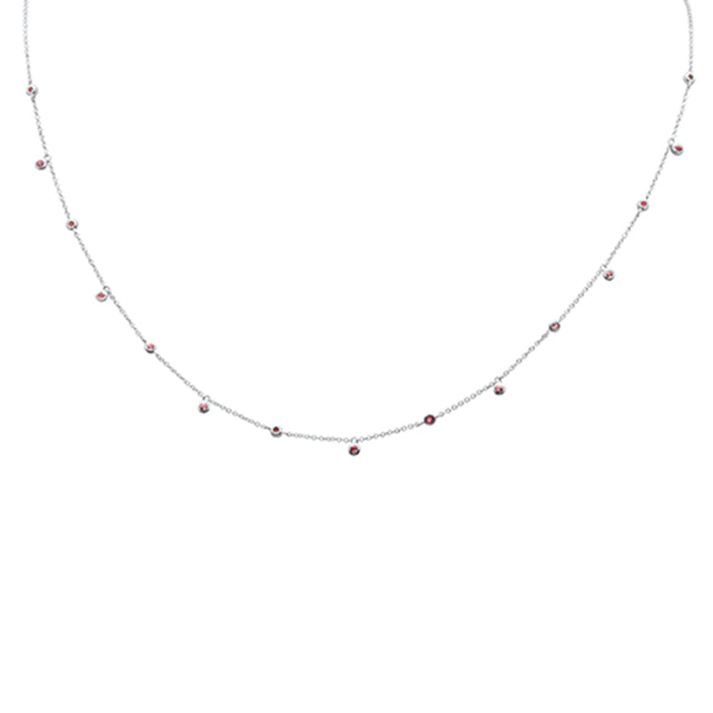 DIAMOND CLOSEOUT!  .29ct G SI 14K White Gold Pink Sapphire Gemstone Necklace 18"Long