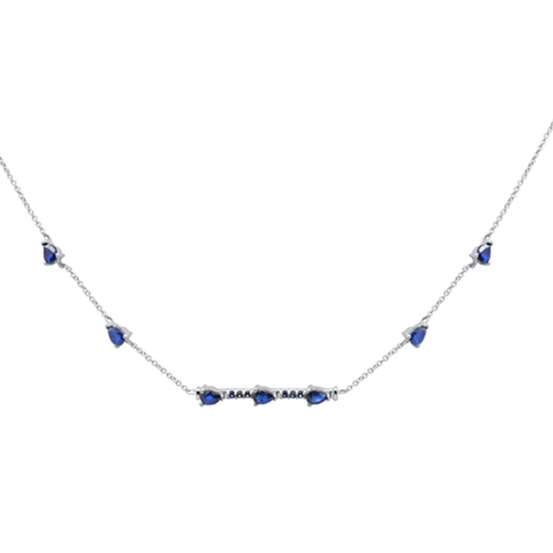 SPECIAL! 1.65ct G SI 14K White Gold Blue Sapphire Pendant Necklace 16+2" Ext