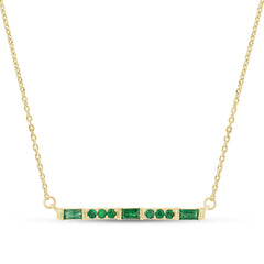 SPECIAL! .47ct G SI 14K Yellow Gold Emerald Bar Pendant Necklace 18" Long