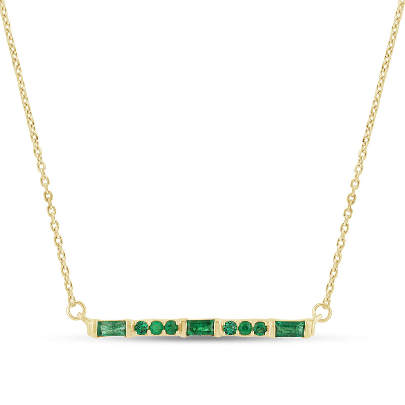 SPECIAL! .47ct G SI 14K Yellow Gold Emerald Bar Pendant Necklace 18" Long