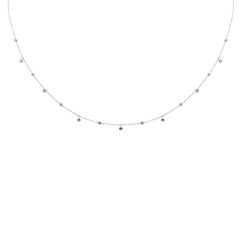 DIAMOND CLOSEOUT! .26ct G SI 14K White Gold Aquamarine Gemstone Pendant Necklace 18" Long