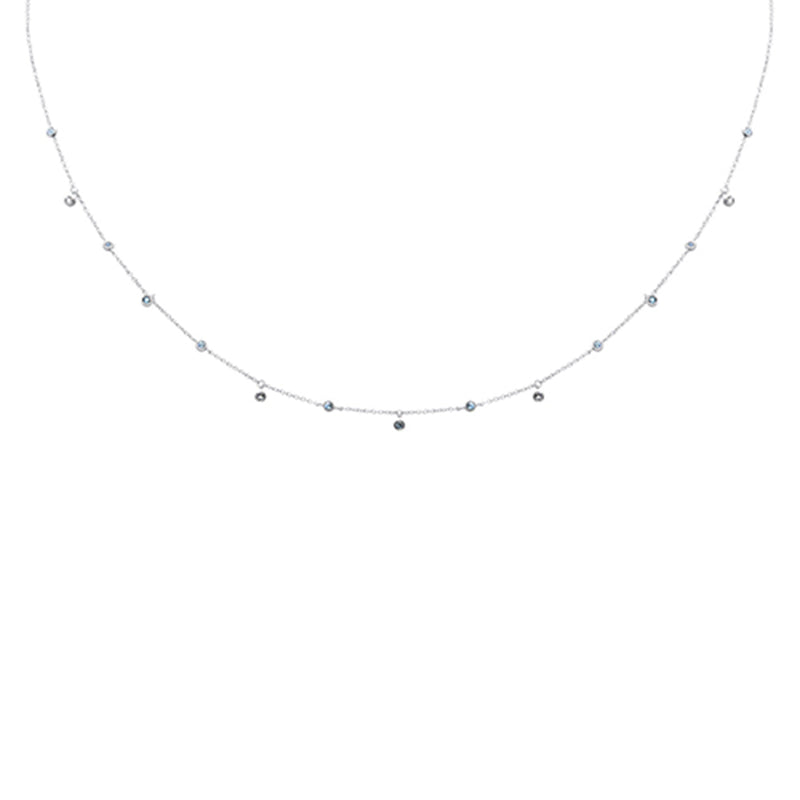 DIAMOND CLOSEOUT! .26ct G SI 14K White Gold Aquamarine Gemstone Pendant Necklace 18" Long