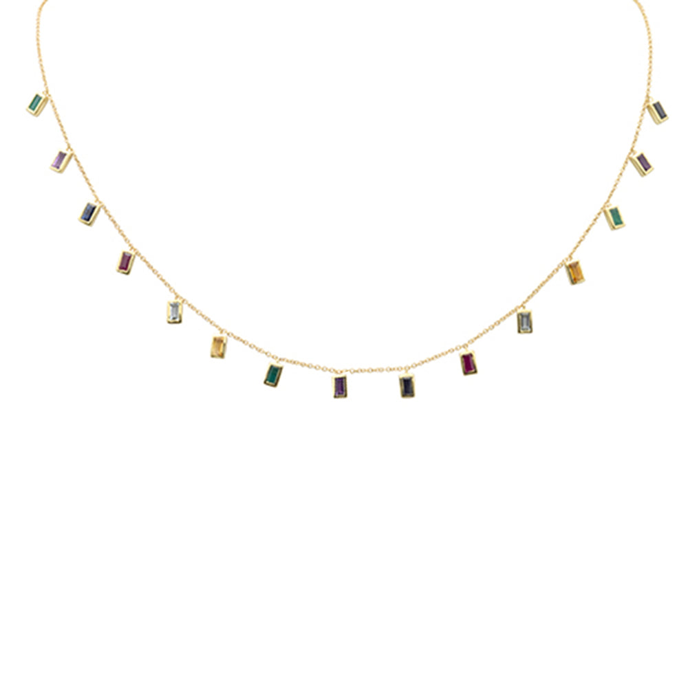 GEMSTONE CLOSEOUT!  1.91ct G SI 14K Yellow Gold Multi Color Gemstone Necklace 16+2" Ext