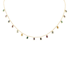 GEMSTONE CLOSEOUT!  1.91ct G SI 14K Yellow Gold Multi Color Gemstone Necklace 16+2" Ext