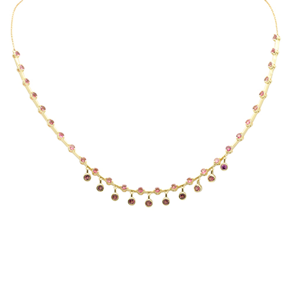 GEMSTONE CLOSEOUT! 2.21ct G SI 14K Yellow Gold Pink Tourmaline Dangling Pendant Necklace 16+2" Ext