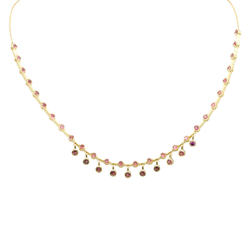 GEMSTONE CLOSEOUT! 2.21ct G SI 14K Yellow Gold Pink Tourmaline Dangling Pendant Necklace 16+2" Ext