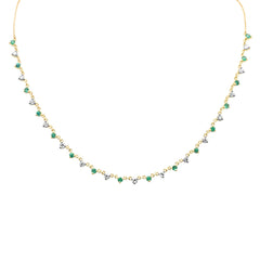 GEMSTONE CLOSEOUT!  1.99ct G SI 14K Yellow Gold Diamond & Emerald Gemstone Necklace 16+2" Ext
