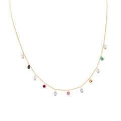 GEMSTONE  CLOSEOUT!  1.01ct G SI 14K Yellow Gold Diamond & Multi Color Necklace 16+2" Ext