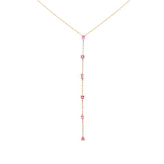 SPECIAL!  1.03ct G SI 14K Yellow Gold Pink Tourmaline Lariat Necklace 18"Long