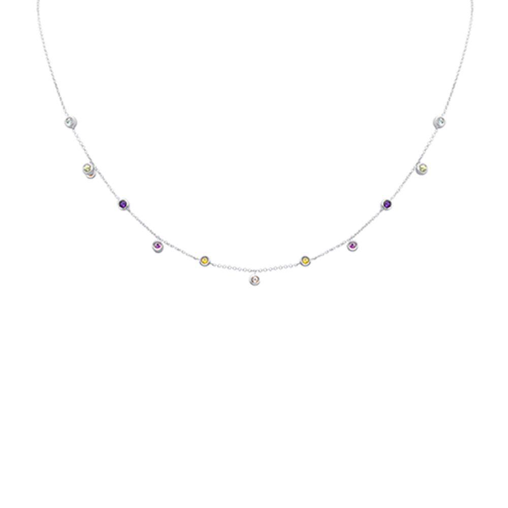 SPECIAL! .47ct G SI 14K White Gold Multi Color Gemstone Necklace 16 + 2" Ext