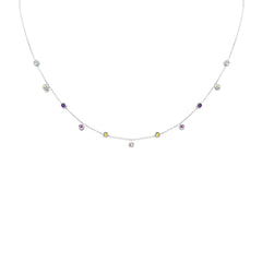SPECIAL! .47ct G SI 14K White Gold Multi Color Gemstone Necklace 16 + 2" Ext