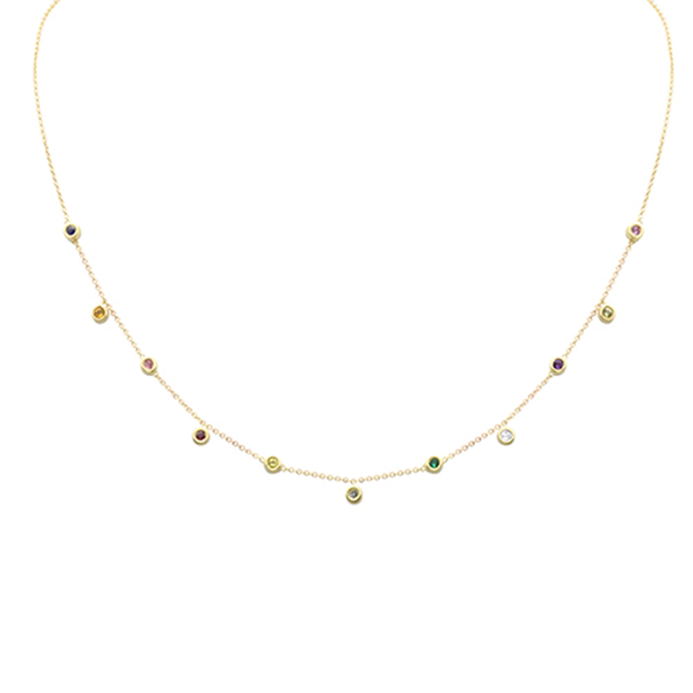 SPECIAL! .29ct G SI 14K Yellow Gold Multi Color Gemstone Necklace 16+2" Ext