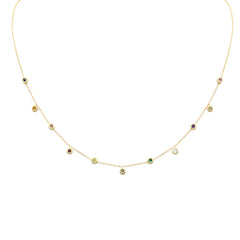 SPECIAL! .29ct G SI 14K Yellow Gold Multi Color Gemstone Necklace 16+2" Ext