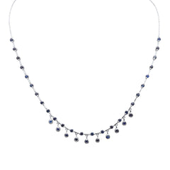 GEMSTONE CLOSEOUT! 2.96ct G SI 14K White Gold Blue Sapphire Dangling Necklace 16+2" Ext