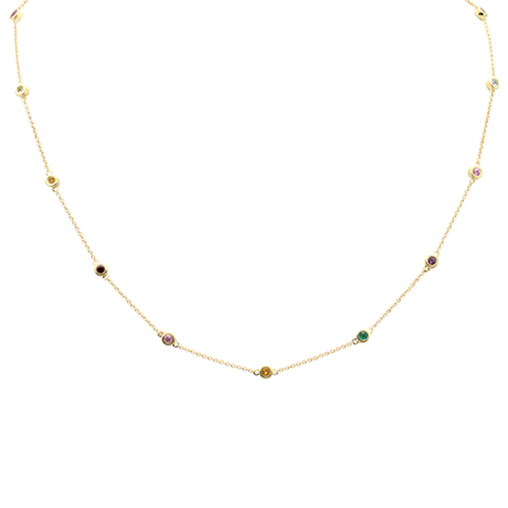 SPECIAL! .53ct G SI 14K Yellow Gold Multi Color Gemstone Necklace 16+2"Long