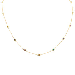 SPECIAL! .53ct G SI 14K Yellow Gold Multi Color Gemstone Necklace 16+2"Long