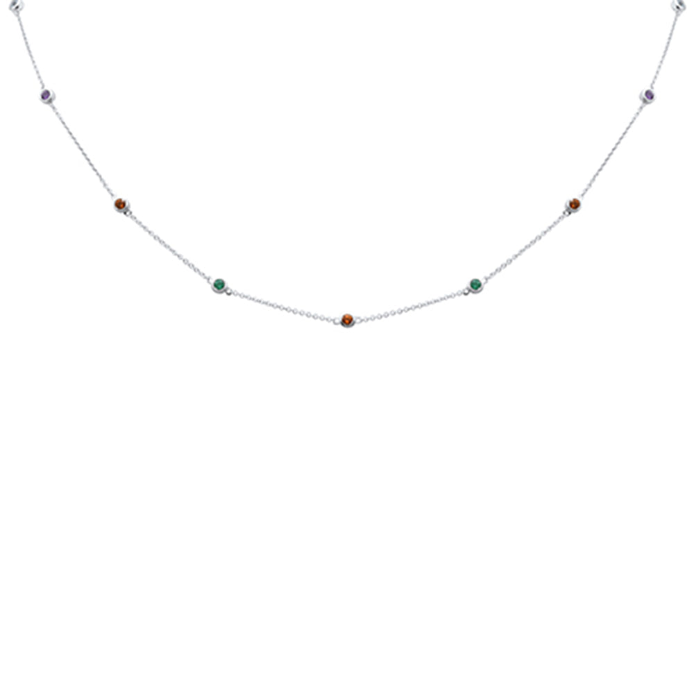 SPECIAL! .52ct G SI 14K White Gold Multicolor Gemstone Necklace 16" + 2" Ext