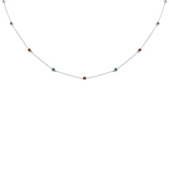 SPECIAL! .52ct G SI 14K White Gold Multicolor Gemstone Necklace 16" + 2" Ext