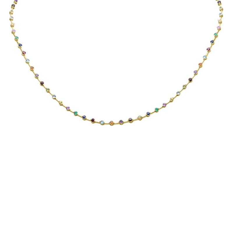SPECIAL! 3.59ct G SI 14K Yellow Gold Multi Color Gemstone Necklace 16"Long