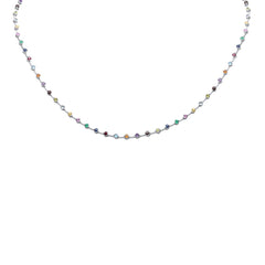 SPECIAL! 3.58ct G SI 14K White Gold Multi Color Gemstone Necklace 16"Long