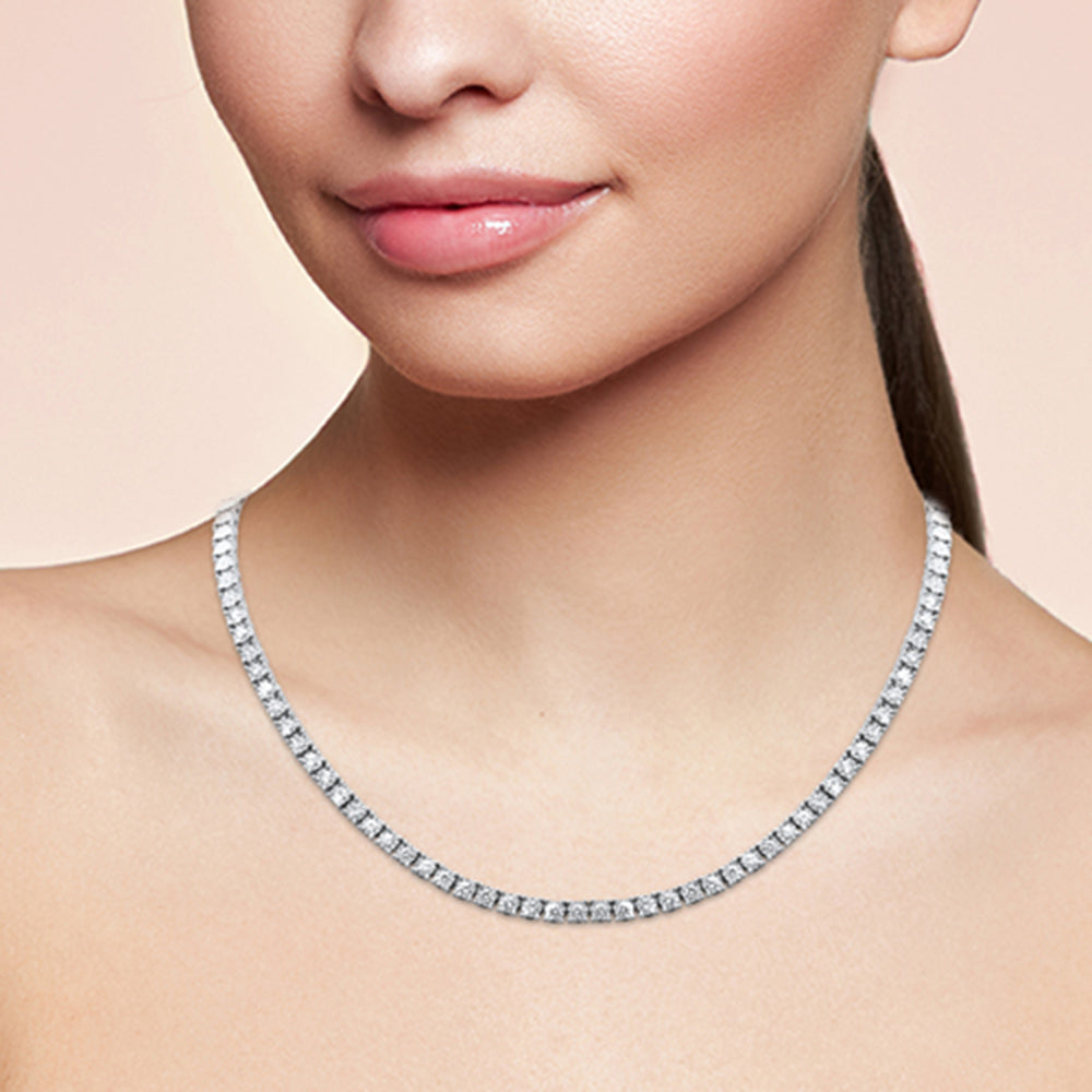 SPECIAL!  3.98ct G SI 14K White Gold Diamond Miracle Setting Tennis Necklace 14 + 3" Ext