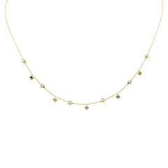 SPECIAL! .33ct G SI 14K Yellow Gold Diamond & Multi Color Gemstone Necklace 16" + 2" Ext