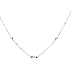SPECIAL!.13ct G SI 14K White Gold Baguette Diamond Pendant Necklace 16" + 2" Ext