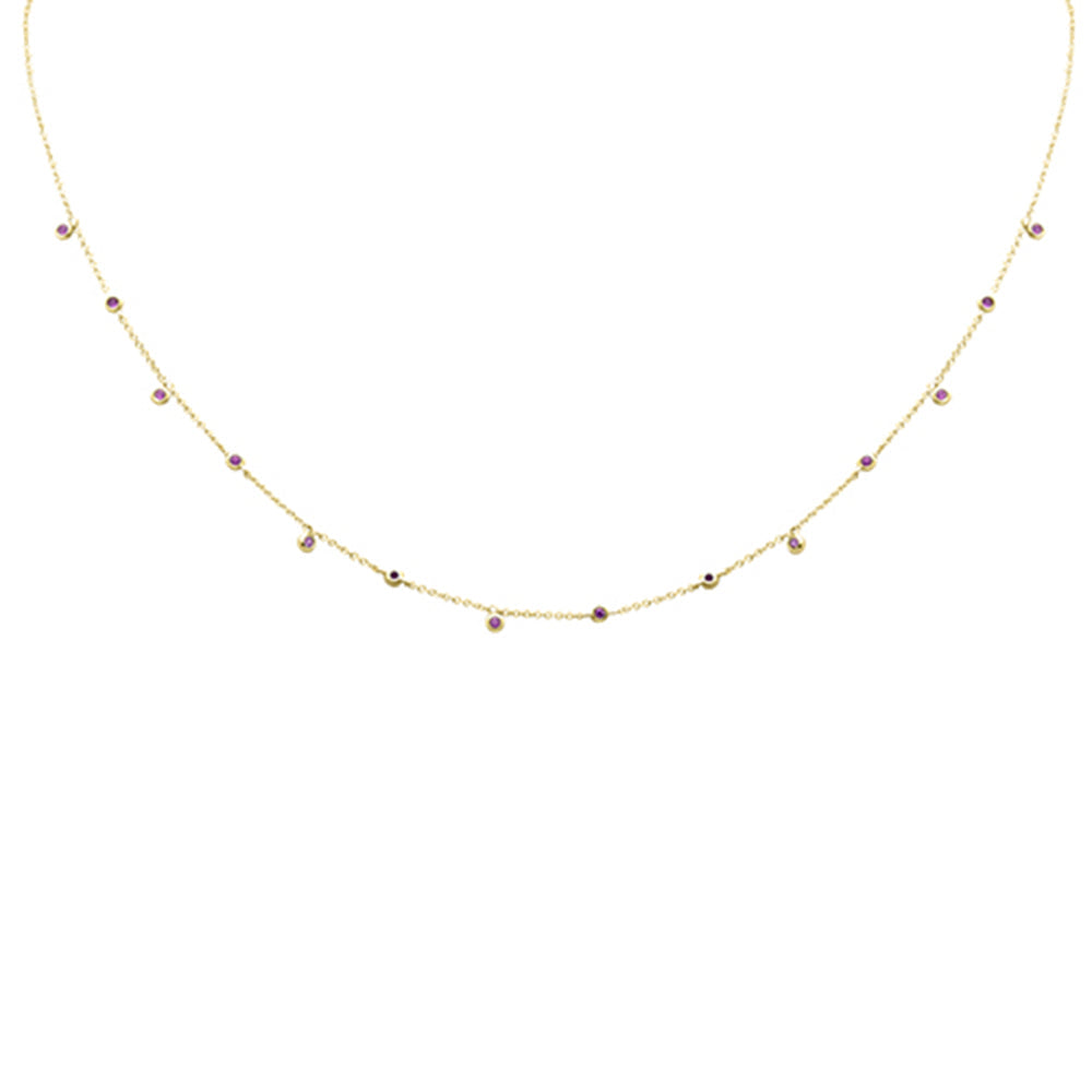 SPECIAL! .32ct G SI 14K Yellow Gold Pink Sapphire Gemstone Necklace 18" Long