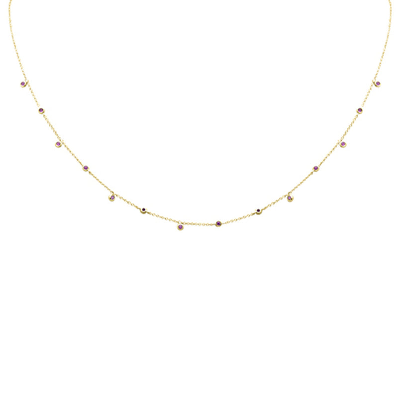 SPECIAL! .32ct G SI 14K Yellow Gold Pink Sapphire Gemstone Necklace 18" Long