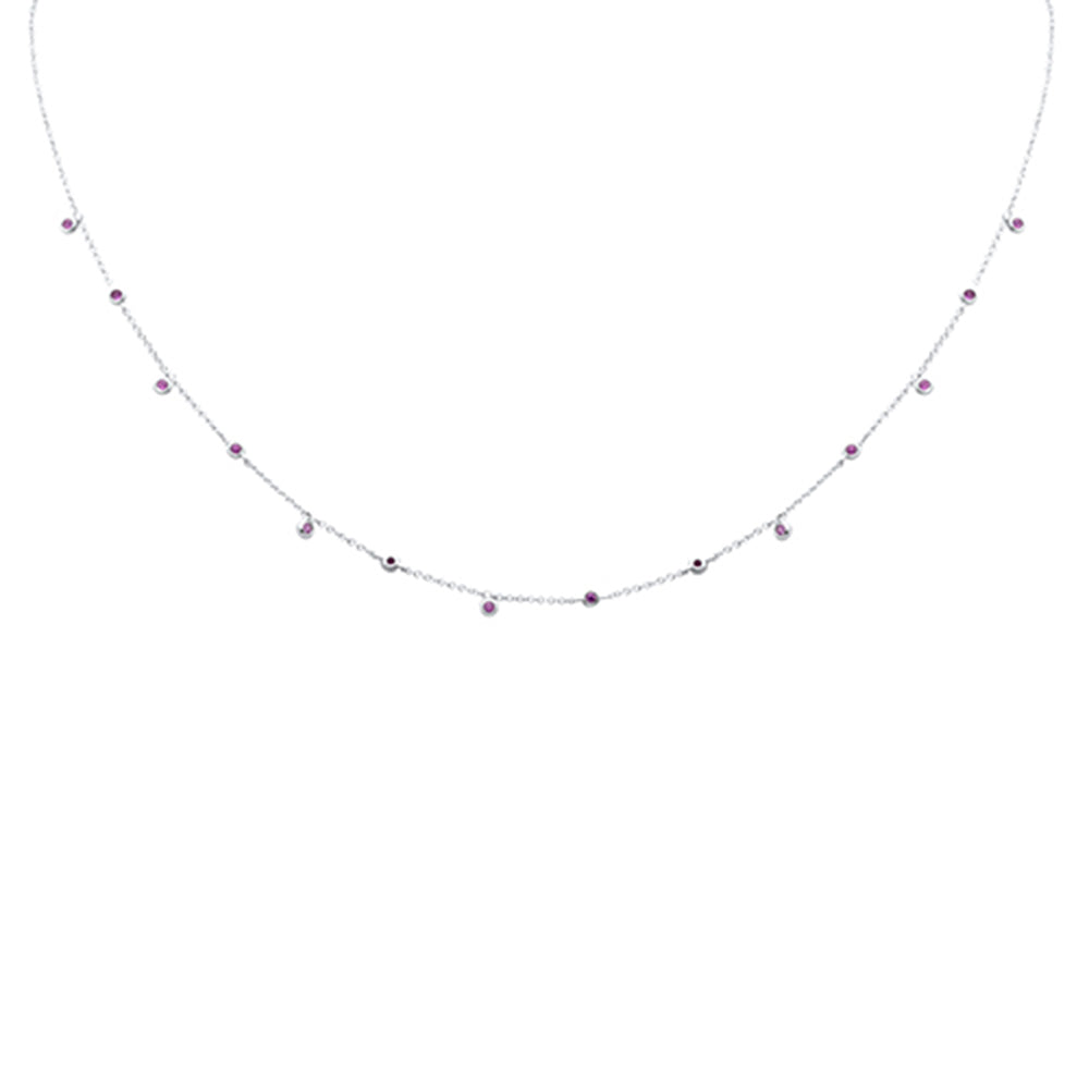 SPECIAL! .31ct G SI 14K White Gold Pink Sapphire Gemstone Necklace 18" Long