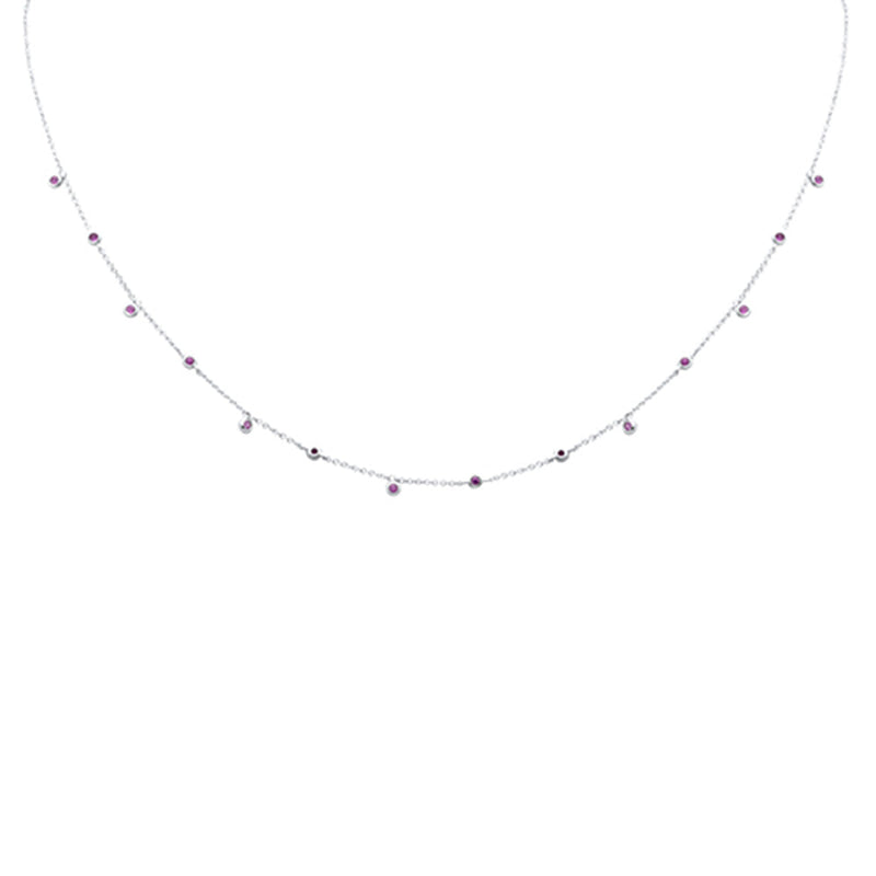 SPECIAL! .31ct G SI 14K White Gold Pink Sapphire Gemstone Necklace 18" Long