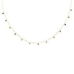 GEMSTONE CLOSEOUT!  .94ct G SI 14K Yellow Gold Multi Color Gemstone Necklace 18"Long