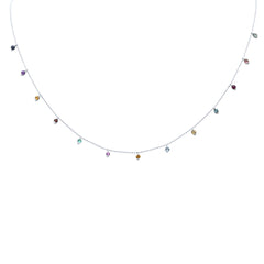GEMSTONE CLOSEOUT! .97ct G SI 14K White Gold Multi Color Gemstone Necklace 18"Long