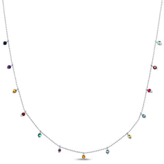 GEMSTONE CLOSEOUT! .97ct G SI 14K White Gold Multi Color Gemstone Necklace 18"Long