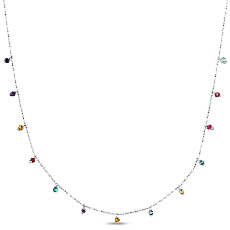 GEMSTONE CLOSEOUT! .97ct G SI 14K White Gold Multi Color Gemstone Necklace 18"Long