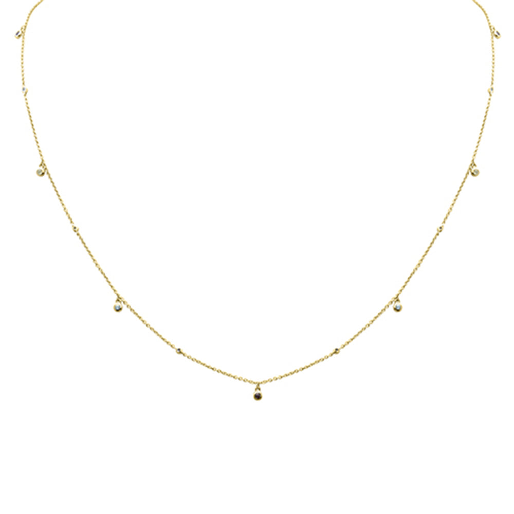 DIAMOND CLOSEOUT!  .15ct G SI 14K Yellow Gold Multi Color Gemstone Necklace 18" Long