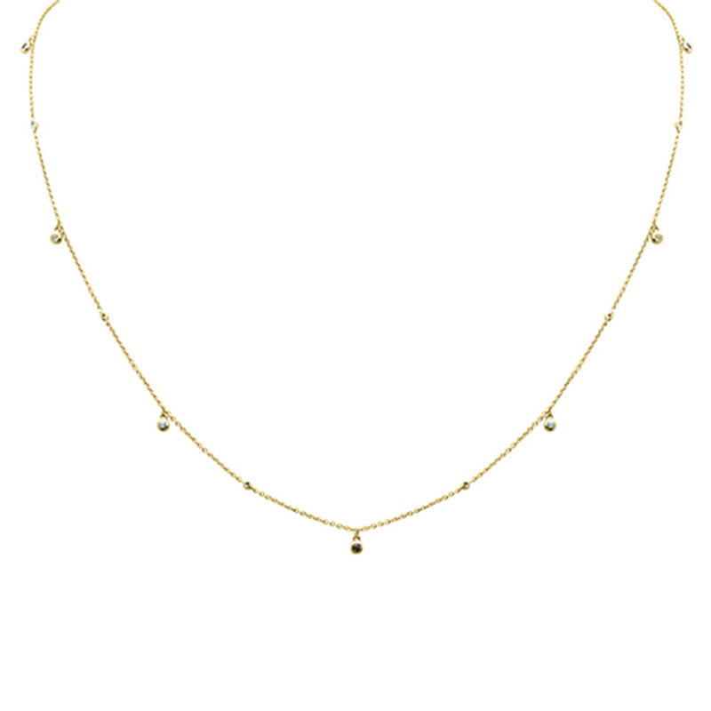 DIAMOND CLOSEOUT!  .15ct G SI 14K Yellow Gold Multi Color Gemstone Necklace 18" Long
