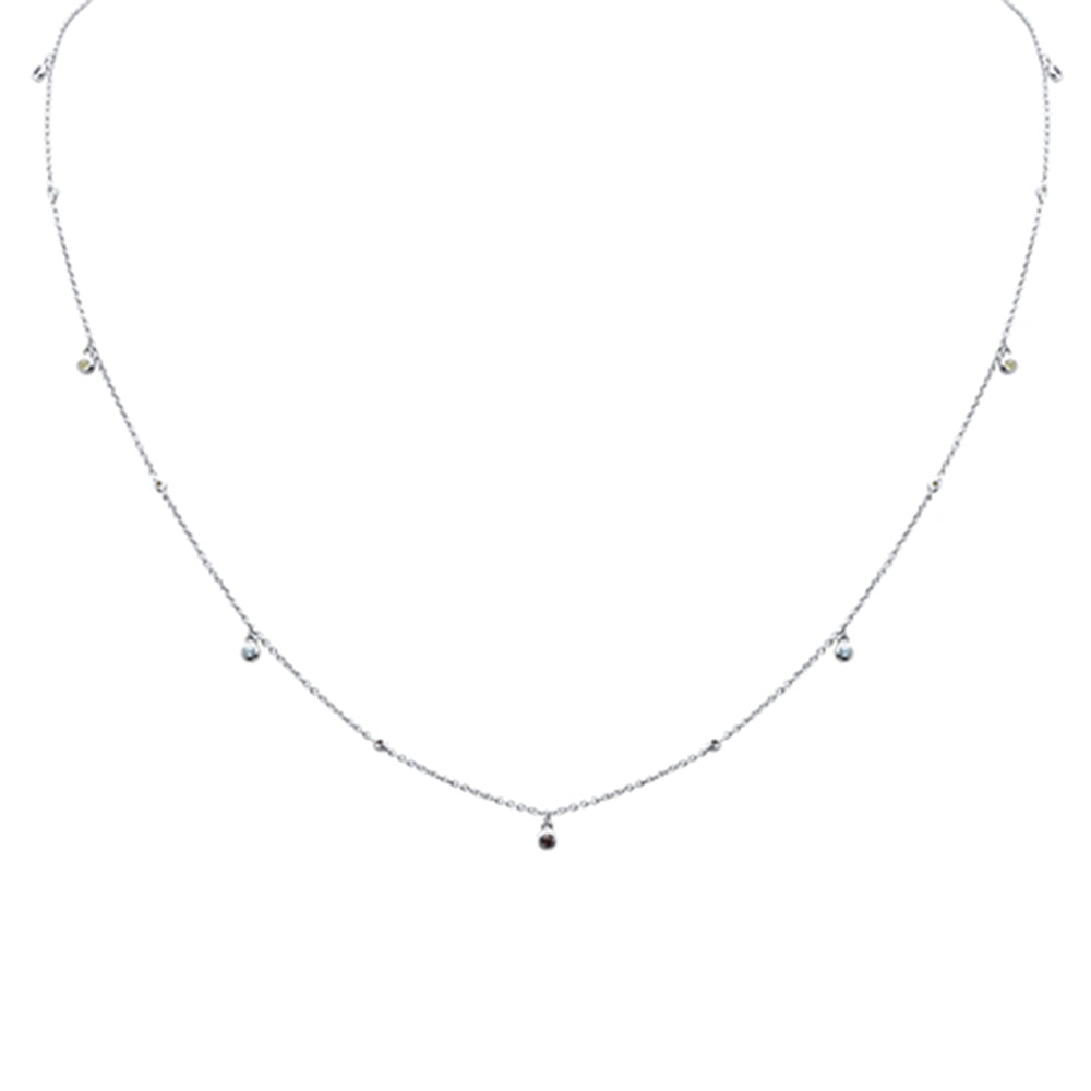 DIAMOND CLOSEOUT!  .18ct G SI 14K White Gold Multi Color Gemstone Necklace 18" Long