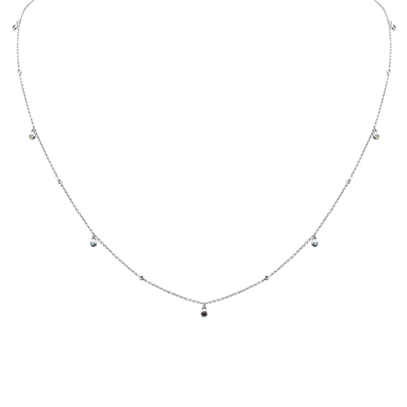 DIAMOND CLOSEOUT!  .18ct G SI 14K White Gold Multi Color Gemstone Necklace 18" Long